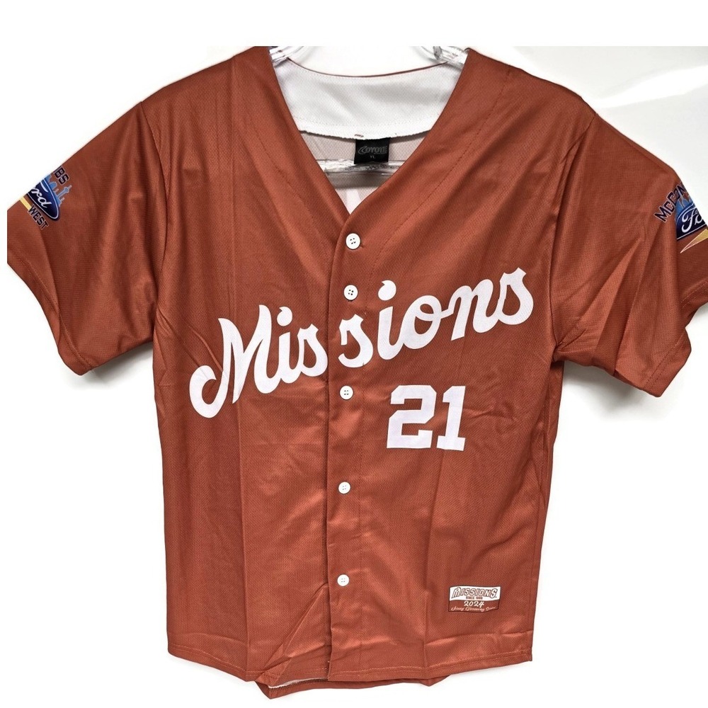 San Antonio Missions Clemens 21 Baseball Jersey Orange Youth Large 2024 Giveaway